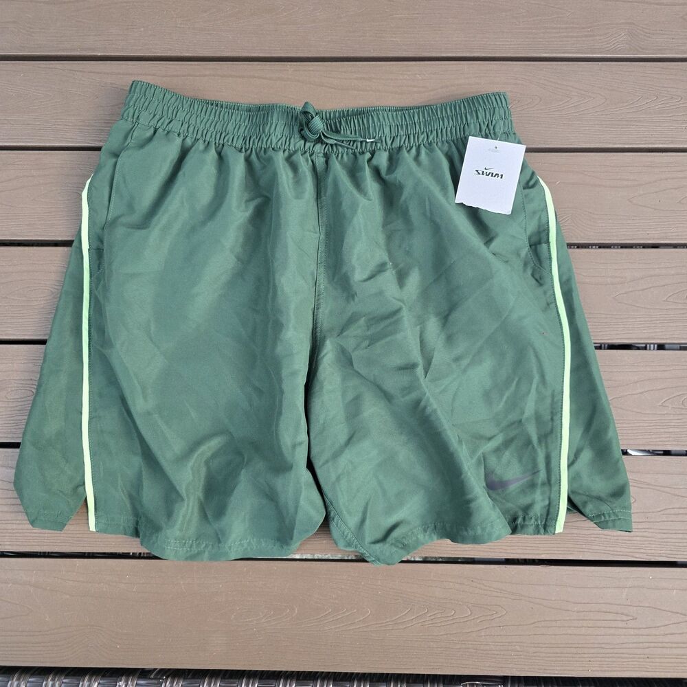 Nike Men's Dark Green Core Contend 7" Swim Trunks Mesh Lined Size L New